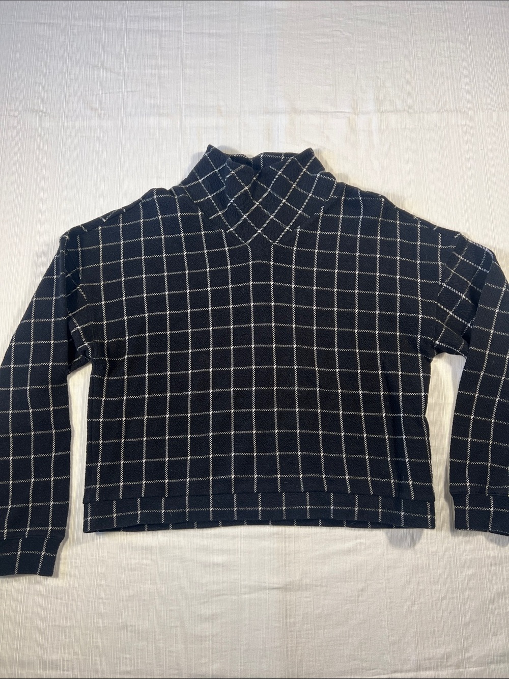 Madewell Black/White Grid Mock Neck Sweater